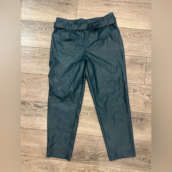 Cleo green faux leather paper bag pants with belt SZ 12 - Picture 2 of 8